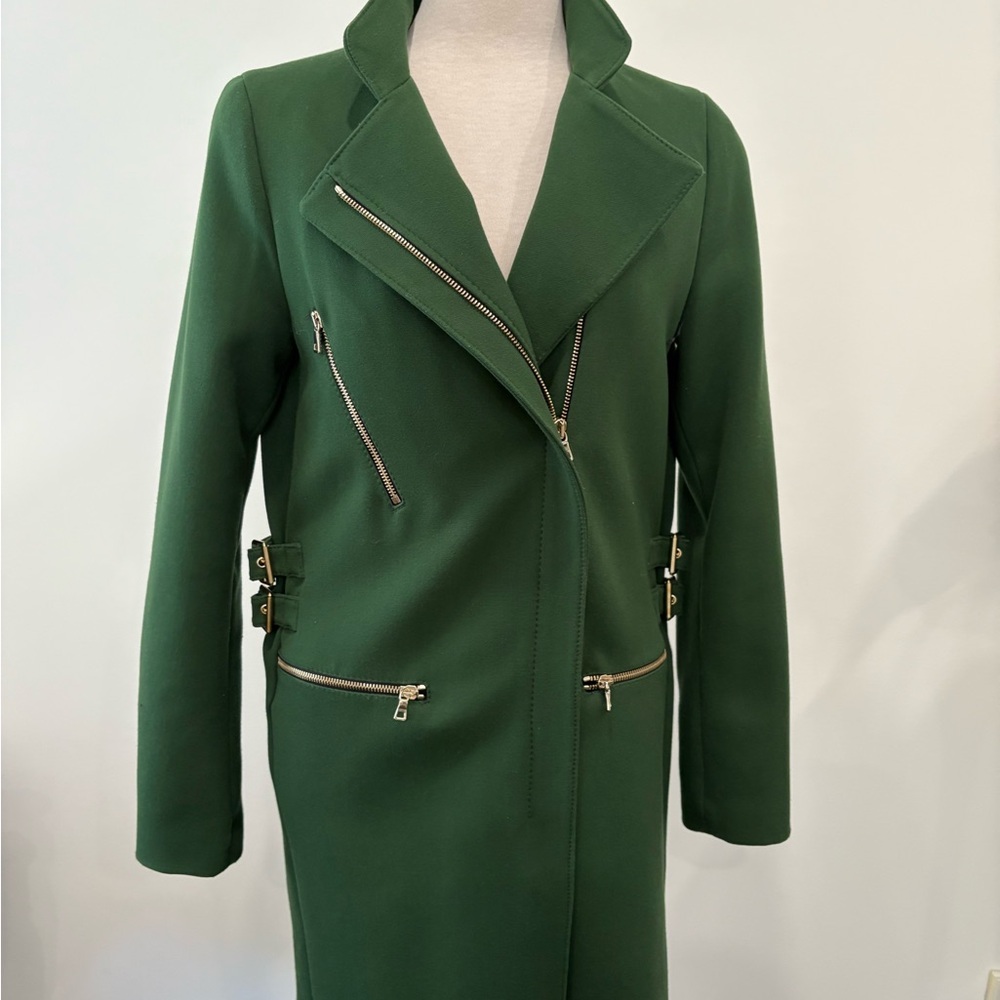Zara Green Dress Coat Asymmetrical Design